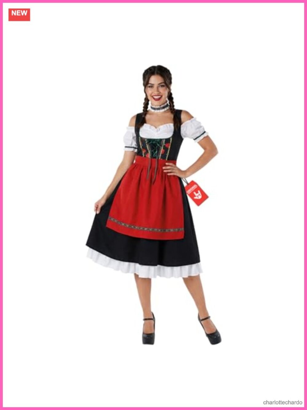 Women's Dirndl Dress Costume - Oktoberfest Bavarian Outfit with Apron,